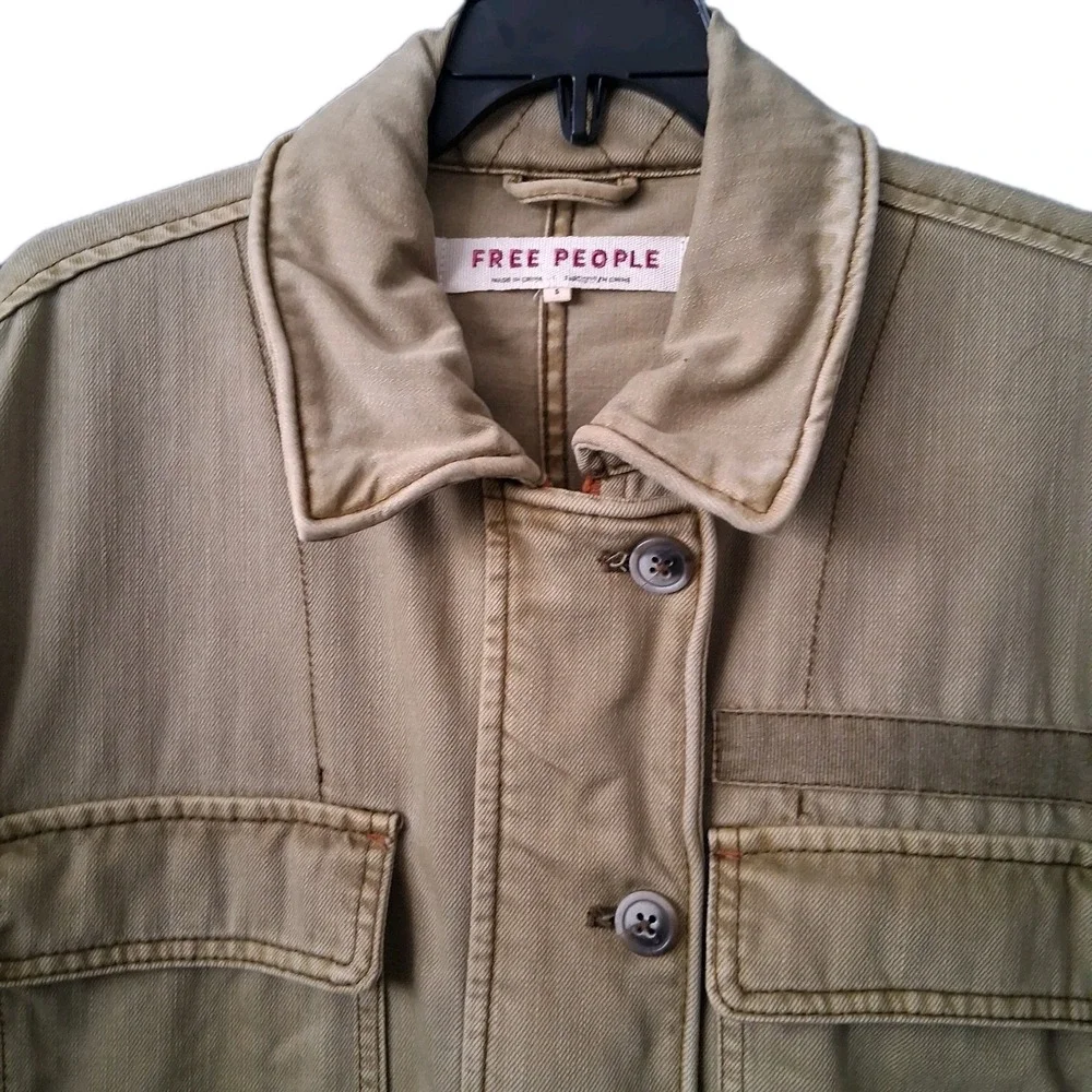 Free People Jacket Women's Small Olive‎ Utility Field Chore Barn Military Safari